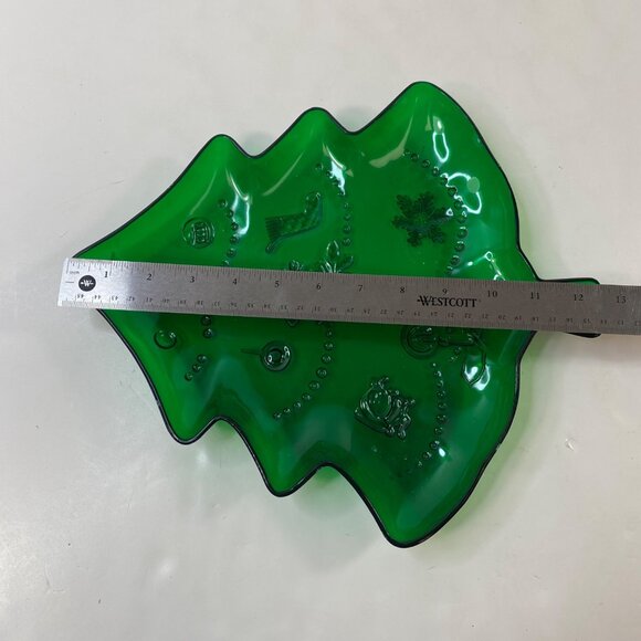Set 2 Christmas Tree Shaped Plastic Serving Platters Green Clear - Picture 8 of 11